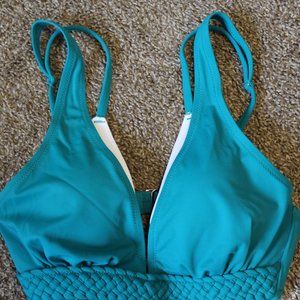 teal and white  Bikini top